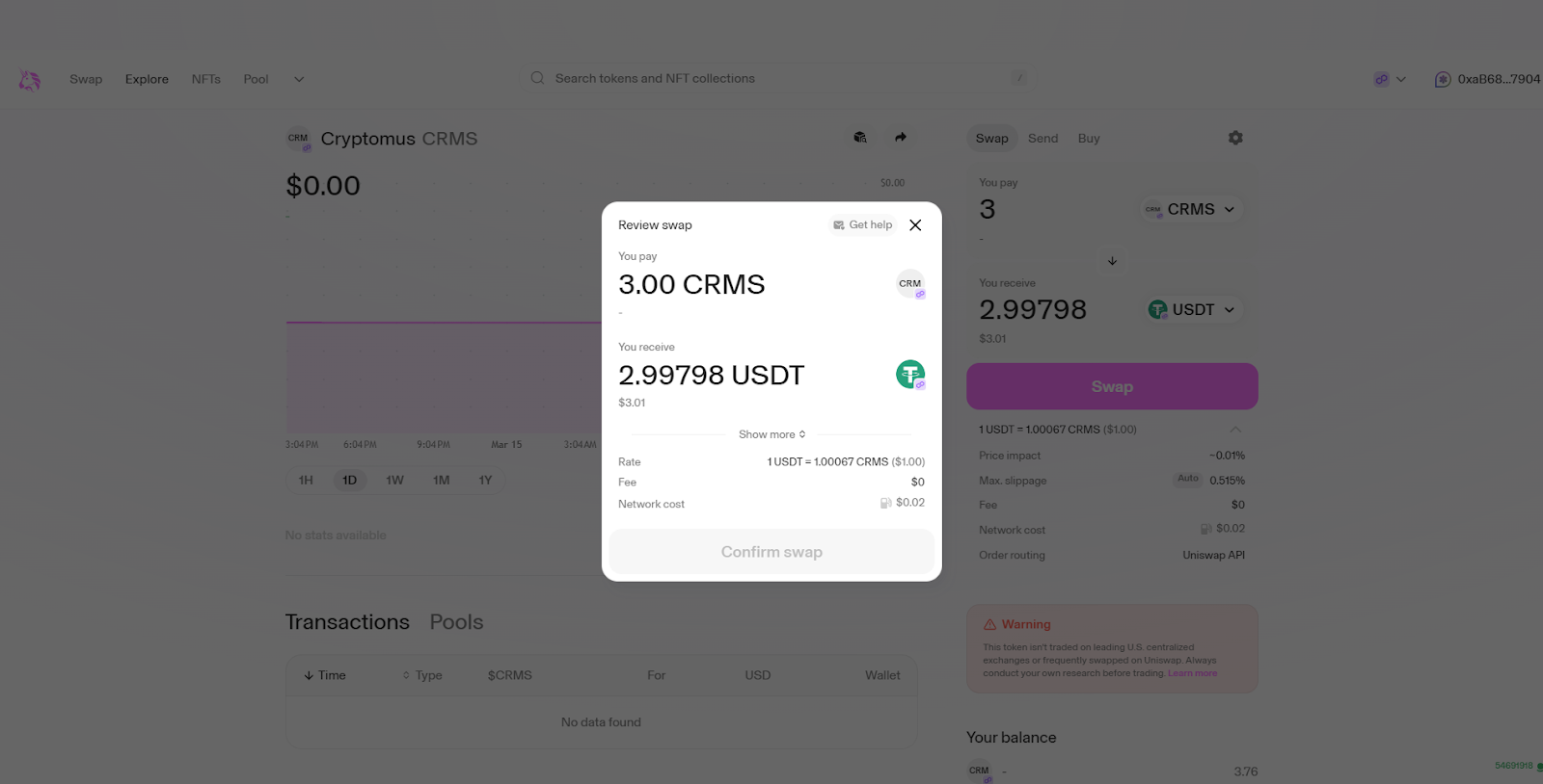 how-to-swap-CRMS-to-USDT-8